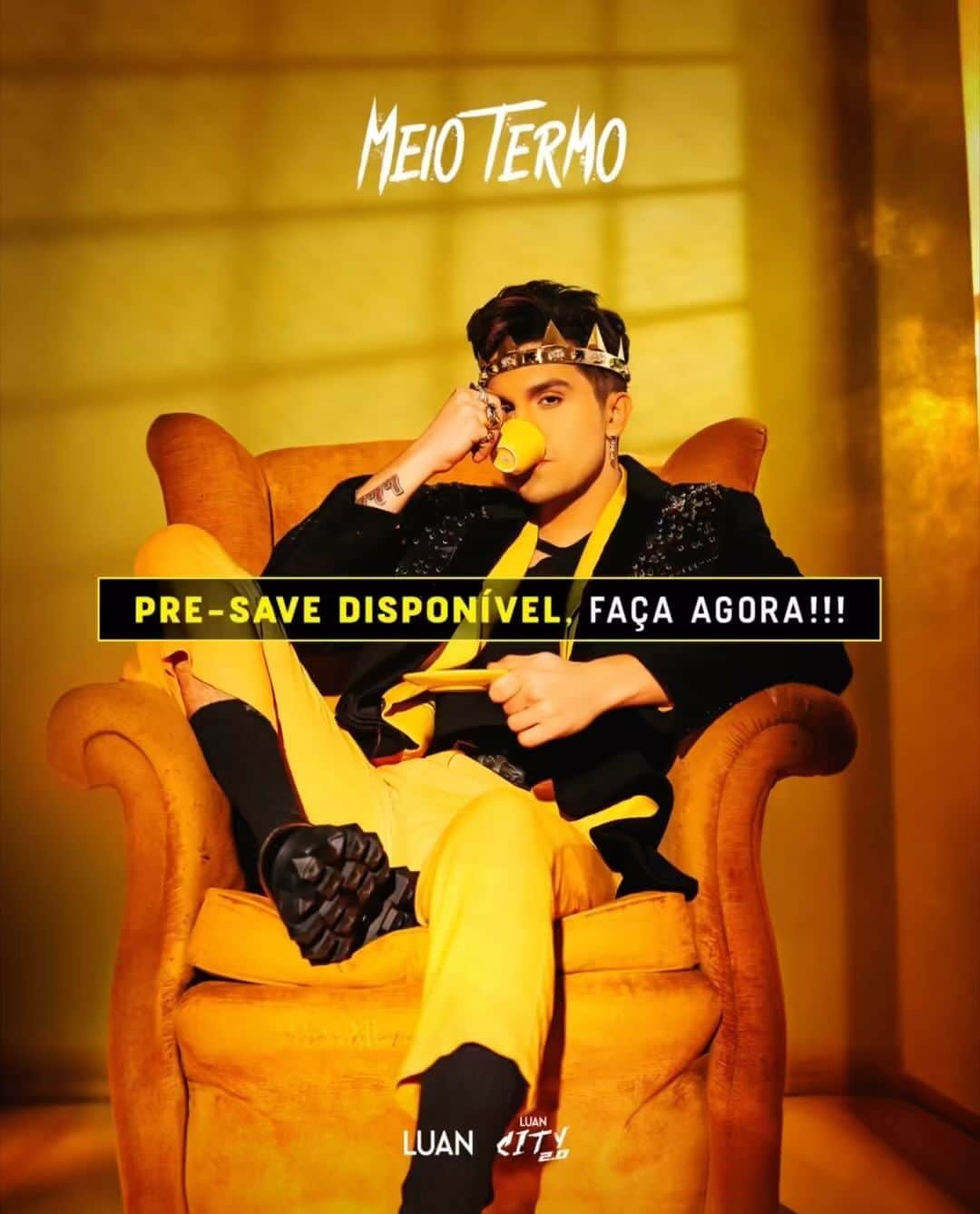 ルアン・サンタナのインスタグラム：「tá no ar o Pre Save da MEIO TERMO!! o link está na Bio e também nos meus stories, corre lá!」