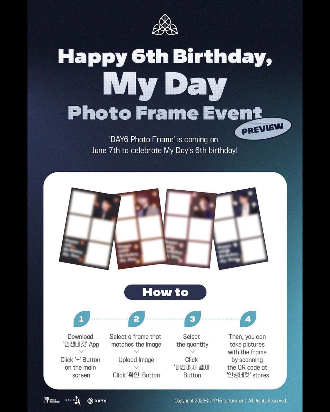 DAY6さんのインスタグラム写真 - (DAY6Instagram)「ㅤ Celebrating My Day's 6th Anniversary🎉 DAY6 Photo Frame Event Preview📸  Coming on June 7th, My Day's Birthday!  #DAY6 #데이식스 #MyDay」6月6日 12時00分 - day6kilogram