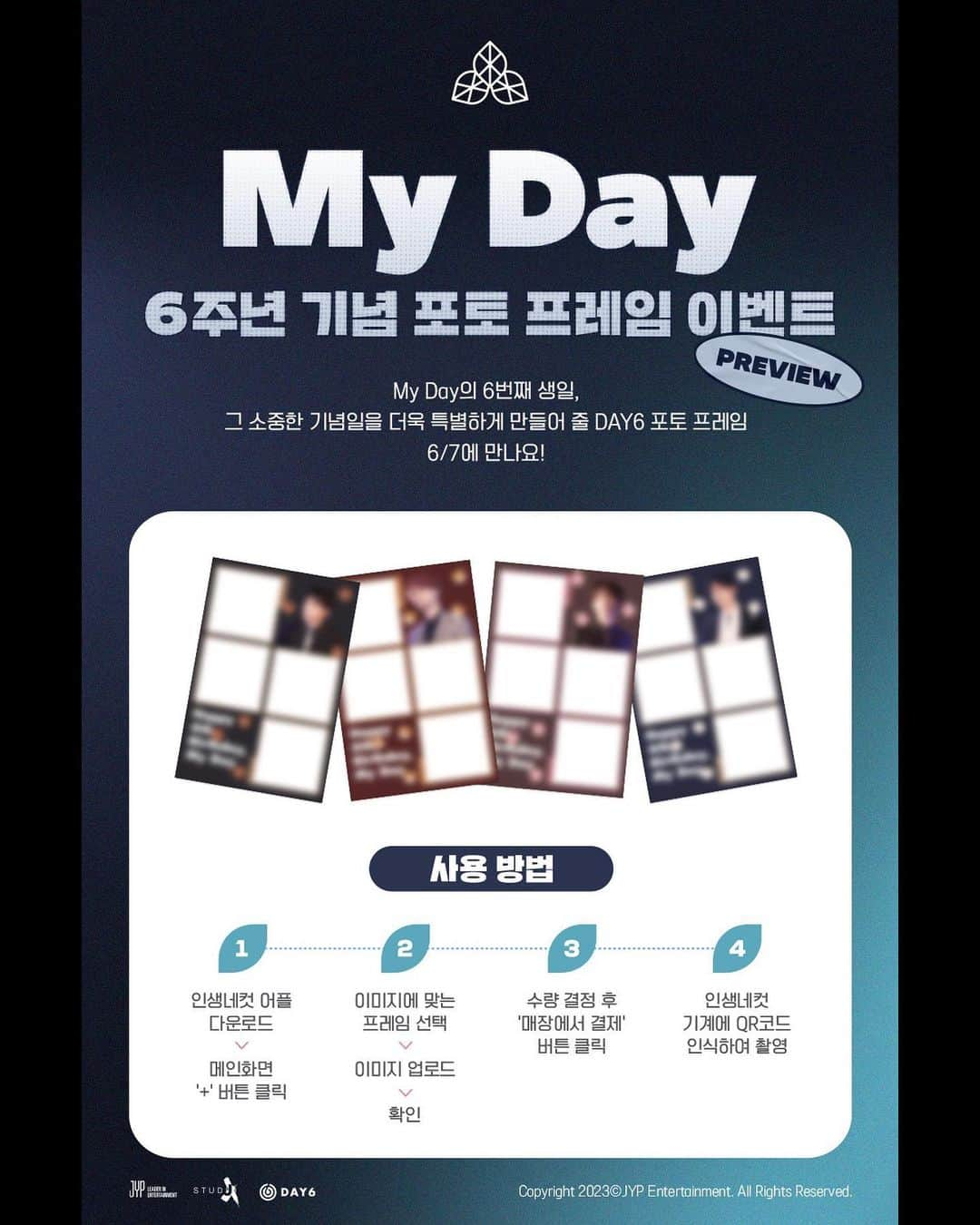 DAY6さんのインスタグラム写真 - (DAY6Instagram)「ㅤ Celebrating My Day's 6th Anniversary🎉 DAY6 Photo Frame Event Preview📸  Coming on June 7th, My Day's Birthday!  #DAY6 #데이식스 #MyDay」6月6日 12時00分 - day6kilogram