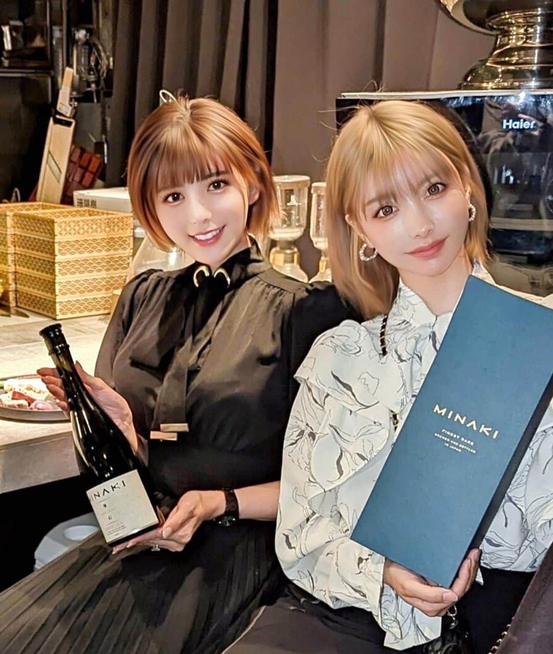 吉川ちえのインスタグラム：「【🍶✨🍶✨🍶✨🍶】 . あいみさんに誘って頂いて ✅MINAKI(@minaki_sake )さんの 新作リリースお披露目会に行ったよ💓 . MINAKIさんの新作🆕 極幻FORMULA.2は 透明感があり、スッキリして甘みが ある味で本当に美味しかった🫶✨ 酒米もお水もオール山形県らしい‼️ . 釜津田さんの美味しい食事と ペアリングして最高空間でした❤️ . #MINAKI #MINAKI酒 #日本酒 #お披露目会」