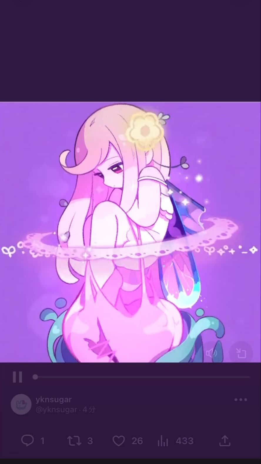 ユキノシュガーのインスタグラム：「#drawing#illustration#original#originalcharacter#girl#animation#fairy#purple#kirakira」