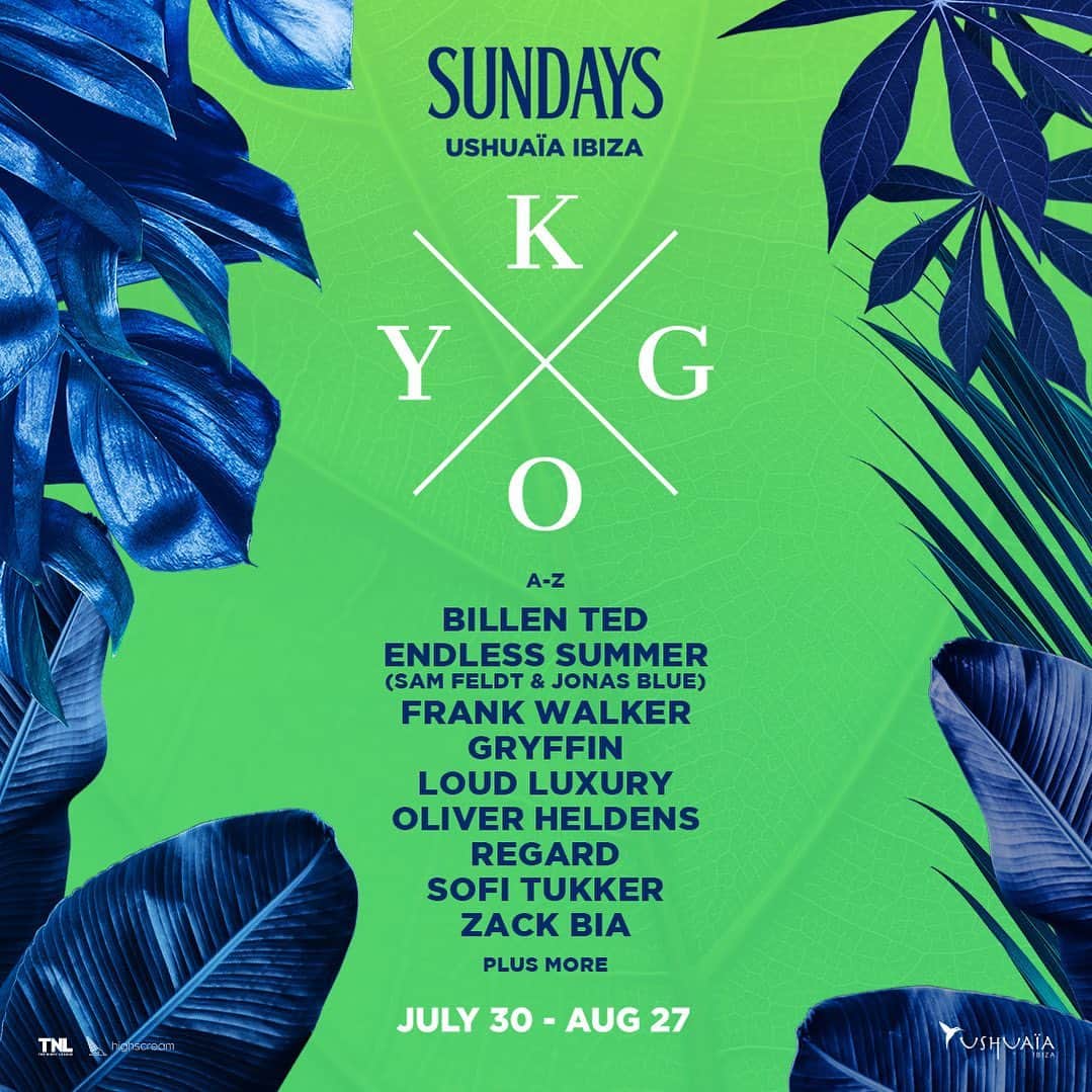 KYGOのインスタグラム：「The lineup for Kygo’s Sunday residency at Ushuaïa Ibiza is now revealed! 🔥  Join us on the dancefloor - Tickets/VIP bookings: link in bio.  #KYGO #UshuaiaIbiza #Ibiza2023 #Ibiza」