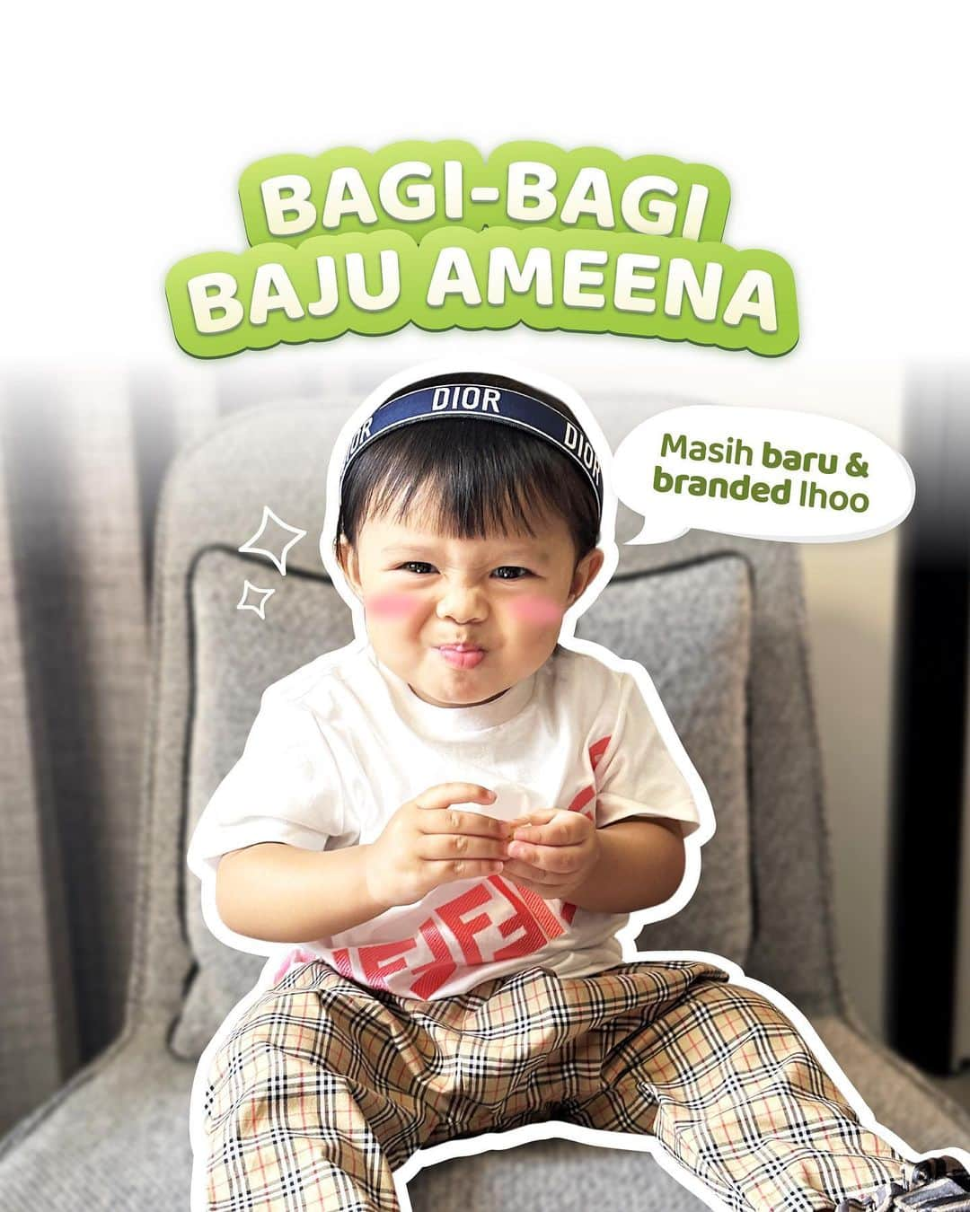 Aurelのインスタグラム：「GIVEAWAY BAJUNYA AMEENA + VOUCHER SHOPEE!  Ameena udah makin gede dan makin gembul, jadinya banyak baju yang kekecilan😂  Ini semua karena Mom Uung! ASI aku jadi lancarr dan berkualitas, jadinya ameena makin gemoyy. thanyou mom uung @momuung.id udah jadi ASI booster terbaiknya akuu❤  cara buat dapet bajun Ameena + voucher shopee: 1. Follow @momuung.id  2. Komen "Ameena Anak Mom Uung" 3. Tag 3 teman lain untuk ikutan  Baju-bajunya ameena masih baru dan belum sempet dipake kok ontyyy, jadi masih ada tag labelnya juga nih, hihihi. gak lupa voucher shopee juga aku siapin buat bikin mommy2 happy dan naikin hormon oksitoksinyaa   Semoga bajunya dan voucher shopeenya bisa bermanfaat yaa buat kalian  Giveaway ini dibuat juga sekalian ucapan terimakasih sekali lagi ke @momuung.id, gara2 kalian Ameena jadi superr gemas dan cerdas😍  Pokoknya kecintaan banget deh, perjalanan menyusuiku kebantu banget karena @momuung.id   Nanti adeknya ameena bakalan siap2 ikutan jadi anak mom uung, udah kebukti hasilnya luar biasa banget😍  buat buibu yang ASI nya seret, udahh langsung diinget yaa minum MOM UUNG WAJIBBB follow juga karena bisa konsultasi menyusui gratis 24 jam!  AMEENA ANAK MOM UUNG!!!!!😎😎😎  #giveawaybajuameena #ameenaanakmomuung #ameenabagibagibaju #bagibagibajuanak」