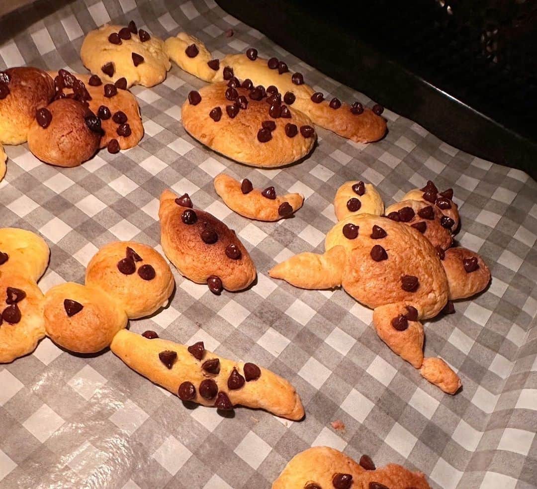 佐々木希さんのインスタグラム写真 - (佐々木希Instagram)「何度作った事か… クッキー作りが大好きな息子🍪 右上はベイマックスだそう。  かなり分厚いクッキーだけど、これはこれで美味しい🤣」6月6日 18時41分 - nozomisasaki_official