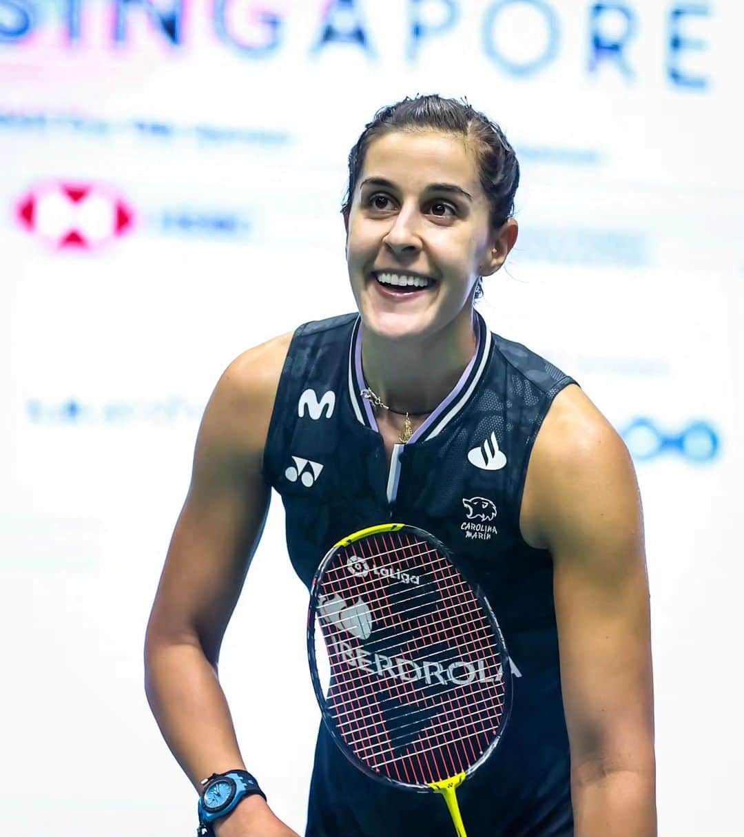 キャロリーナ・マリンのインスタグラム：「Tough match to start but looking forward to play next round on Thursday‼️  Duro partido para empezar pero deseando jugar la siguiente ronda el jueves 💪  📸 @badmintonphoto_official   #PuedoPorquePiensoQuePuedo #SingaporeOpen2023」