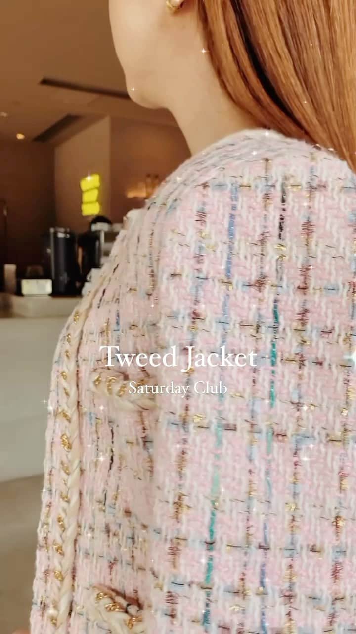 のインスタグラム：「春もツイード🫰🫰💗 @saturdayclub のだよん🫶  10%OFF Discount Code: 【 MAR10 】  #maripo_fashion #springoutfit #tweedjacket #saturdayclub #sgfashion #pinktweed #pinkcommunity #サタデークラブ #ツイードジャケット #大人女子コーデ #168cmコーデ #高身長女子コーデ #デニムコーデ #shibuyacafe #渋谷カフェ」