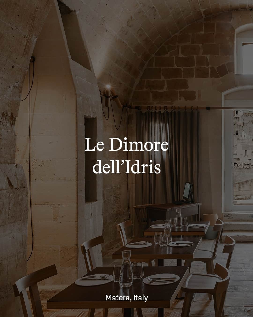のインスタグラム：「#GervasonINtour ⁠ Embracing the approaching summer vibes with the enchanting breakfast lounge at the @le_dimore_dell_idris' hotel complex.⁠ ⁠ Nestled in the heart of the ancient city of Matera, this hidden gem overlooks the impressive rocky spur Sasso Caveoso district, with the Madonna de Idris rock church at its foot.⁠ ⁠ Step inside the interior, where the original material character remains intact, showcasing the raw beauty of tuff blocks and strips of excavated rock.  Wood, stone, corten steel, and fabrics harmoniously blend, emanating a sense of understated elegance.⁠ ⁠ In perfect harmony between the past and the present, the Gray collection of furnishings adorns the space, enhancing the design concept. These pieces gracefully preserve the discreet color palette, ensuring a seamless connection between the interior and the world outside.⁠ ⁠ Discover the project by clicking on our link in bio. ⁠ ⁠ Photo @pierangelo_laterza⁠ Project by @mancastudio⁠」