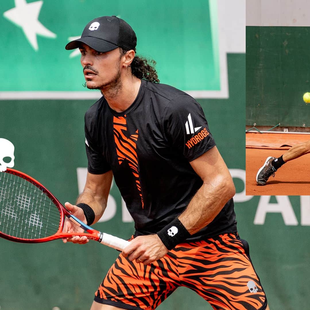 のインスタグラム：「The best of the best - Hydrogen Tennis brand ambassadors at Roland Garros! @andrecollarini   👕TIGER TECH T-SHIRT shop the look at hydrogen.it | link in bio  #hydrogen_official #tennisuniform #rolandgarros23 #luxurysportswear」