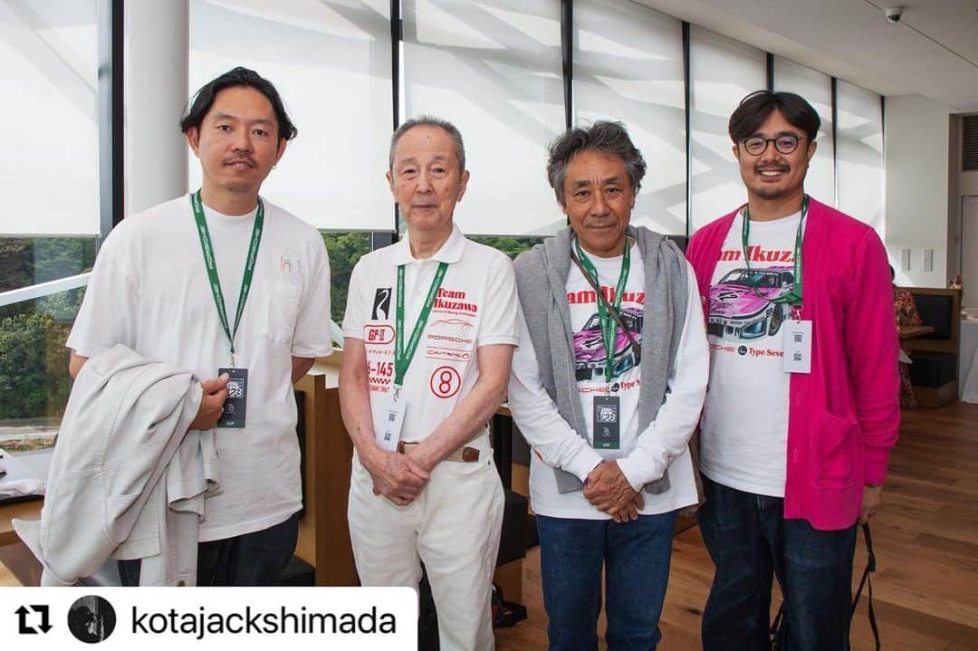 のインスタグラム：「#Repost @kotajackshimada with @use.repost ・・・ 第二回日本GP GT-ll ゼッケン1 vs 41 伝説のはじまり。 . . お久しぶりです、鈴木さん。 初めまして、八木さん。  #pectokyo  #ポルシェフェスティバル2023  #porschejapan  #type7  #teamikuzawa  #loopwheeler  #kaikadoteacaddy #第二回日本グランプリ #porsche904gts #skylinegts54」