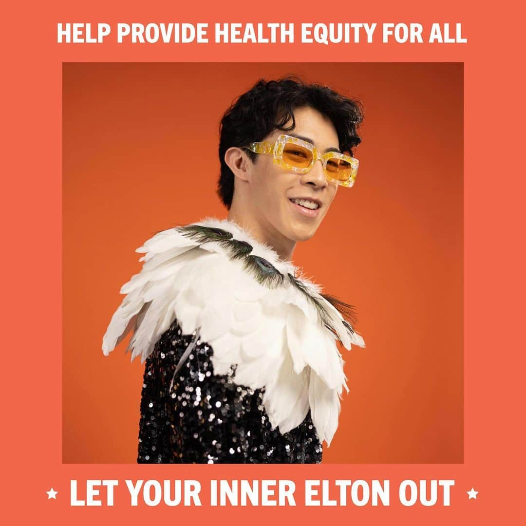 ネイサン・チェンのインスタグラム：「Proud to join @eltonjohn and the @ejaf in taking a stand against LGBTQIA+ stigma and discrimination to promote global health equity for all. You can support the Elton John AIDS Foundation, too: Share a photo of how you let your #InnerElton out, tag @ejaf, and visit www.therocketfund.org to learn more! 🚀」