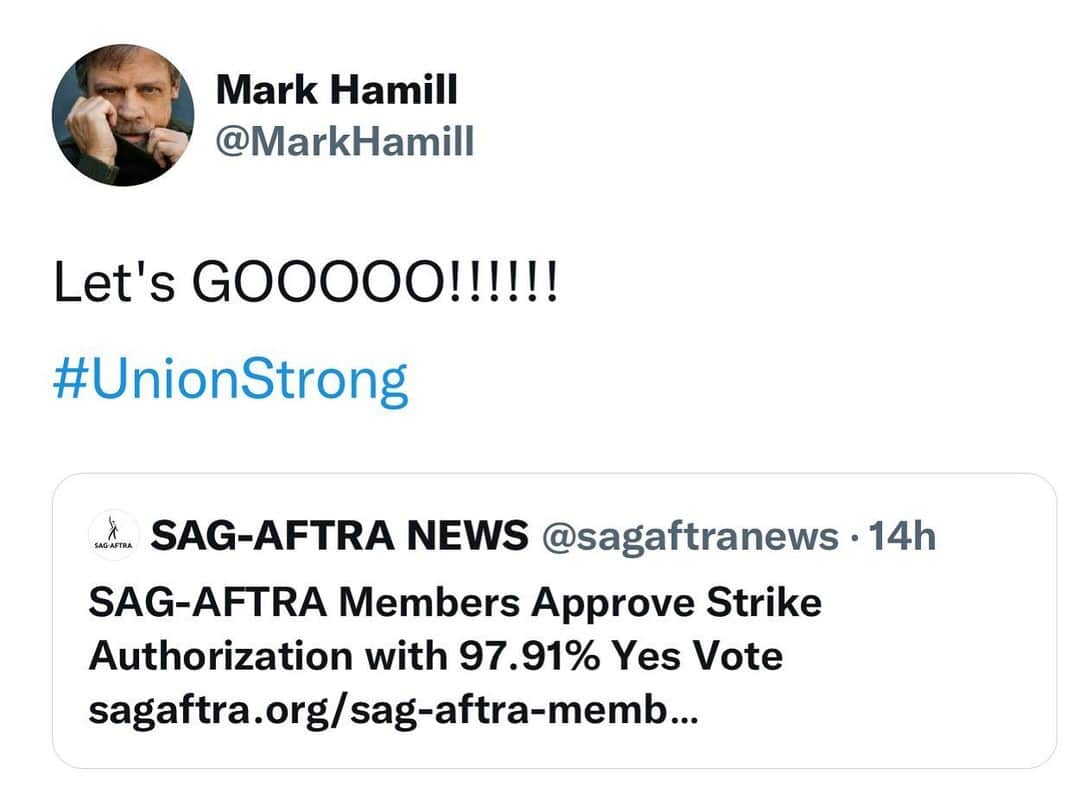 マーク・ハミルさんのインスタグラム写真 - (マーク・ハミルInstagram)「#UnionStrong」6月7日 2時09分 - markhamill