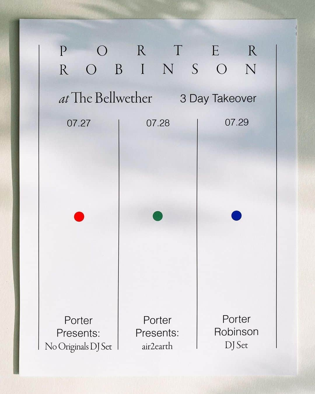 ポーター・ロビンソンのインスタグラム：「ANNOUNCING: 3 nights in los angeles + 3 different DJ sets, part of @thebellwetherla’s inaugural series:  porter robinson (presents: NO ORIGINALS dj set) porter robinson (presents: air2earth) porter robinson (dj set)  tickets available friday @ 10am」