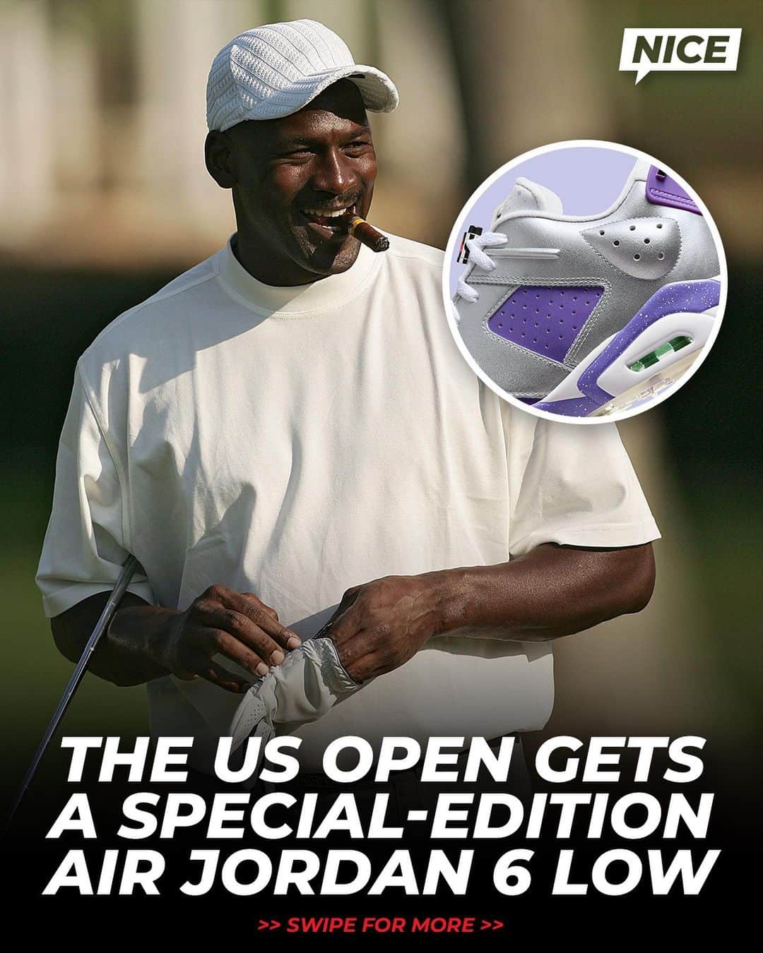 Nice Kicksさんのインスタグラム写真 - (Nice KicksInstagram)「@jumpman23 will be releasing a special-edition Air Jordan 6 Low Golf to commemorate this year’s @usopen ⛳️」6月7日 3時02分 - nicekicks