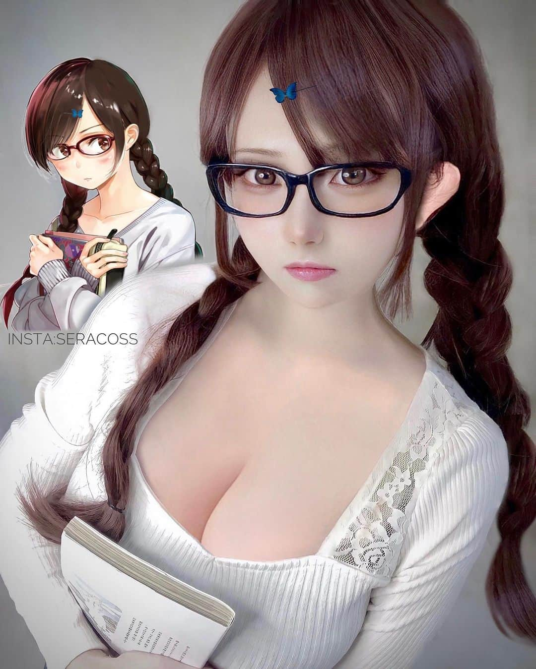 せら☆こすのインスタグラム：「my cosplay #mizuharachizuru  @seracoss  メガネ女子👓 雰囲気コスプレということで🫶🏻 #彼女お借りします #水原千鶴  . . . . . . . . . . . . . . . . . . #mizuharachizurucosplay #animegirl #kanokari #kanojookarishimasu #rentagirlfriend #rentagirlfriendanime #rentagirlfriendedit #animewaifu #animecosplay #animelover #anime2023 #waifucosplay #kanokari_anime #kanojookarishimasuanime #rukasarashina #rukasarashinacosplay #mizuharaedit #chizuru #chizurumizuharacosplay」