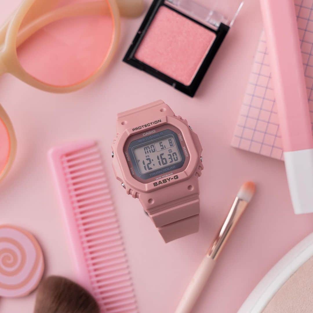 のインスタグラム：「マットピンクのワントーンが可愛すぎるBGD-5650-4JF✨今年の夏はピンクコーデでデートにGO💕 . BGD-5650-4JF ￥19,800 *tax included . #BABY_G #babyg_jp #GSHOCK #G_SHOCK #watch #腕時計 #CASIO #レディースウォッチ #手元倶楽部 #手元くらぶ #腕時計くら部 #腕時計好き #カジュアルコーデ #カジュアル #カラーコーデ #ピンクコーデ #電波時計 #ソーラー時計 #ピンクメイク #メイク #コスメ  #BGD5650」