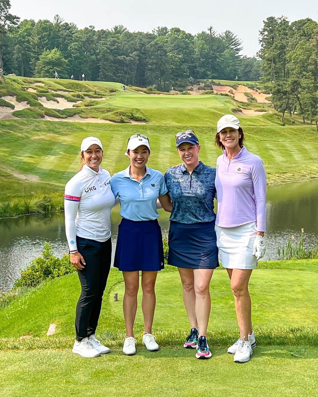 モーガン・プレッセルのインスタグラム：「Pretty special to spend #WomensGolfDay with these incredible ladies at Pine Valley. One of the most wonderful experiences, even spending wayyyy too much time in the sand. And yes, I hit driver on 5! Thanks @marissalmar for sharing this amazing gem with us! 🫶🏻」