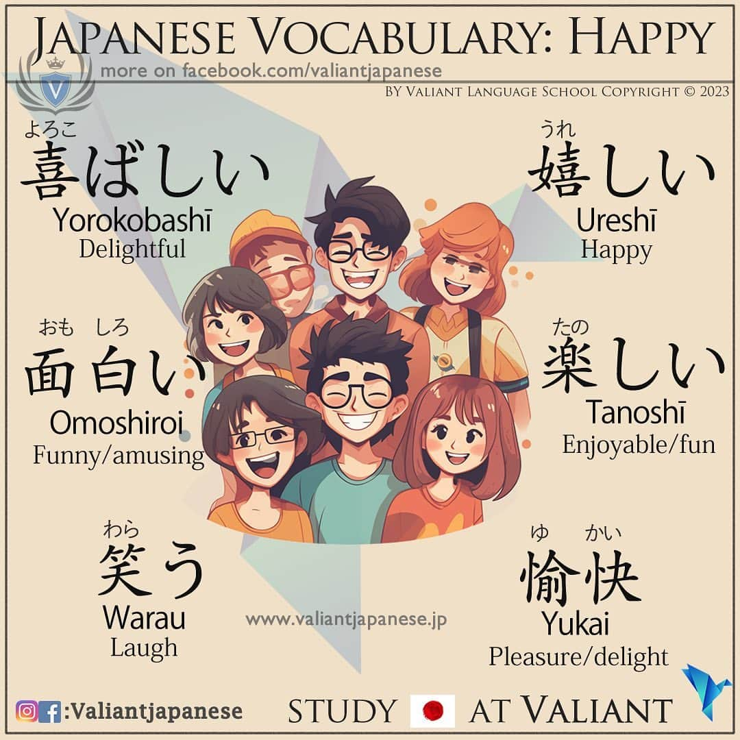 Valiant Language Schoolさんのインスタグラム写真 - (Valiant Language SchoolInstagram)「・ 👩🏼‍🏫🗣: Start Learning Japanese with @ValiantJapanese ! DM us for details.  ・ ⛩📓: Simple Japanese: Happy 😊  . . . . . . . . .  . #japaneselanguage  #cryptocurrency  #nihongojapanese  #日本語  #hiragana  #katakana  #cryptonews  #일본어  #studyjapanese   #japaneseramen   #飲み物 #japanesefood  #money  #psychology  #entrepreneurship  #ceo #aiart」6月7日 20時51分 - valiantjapanese