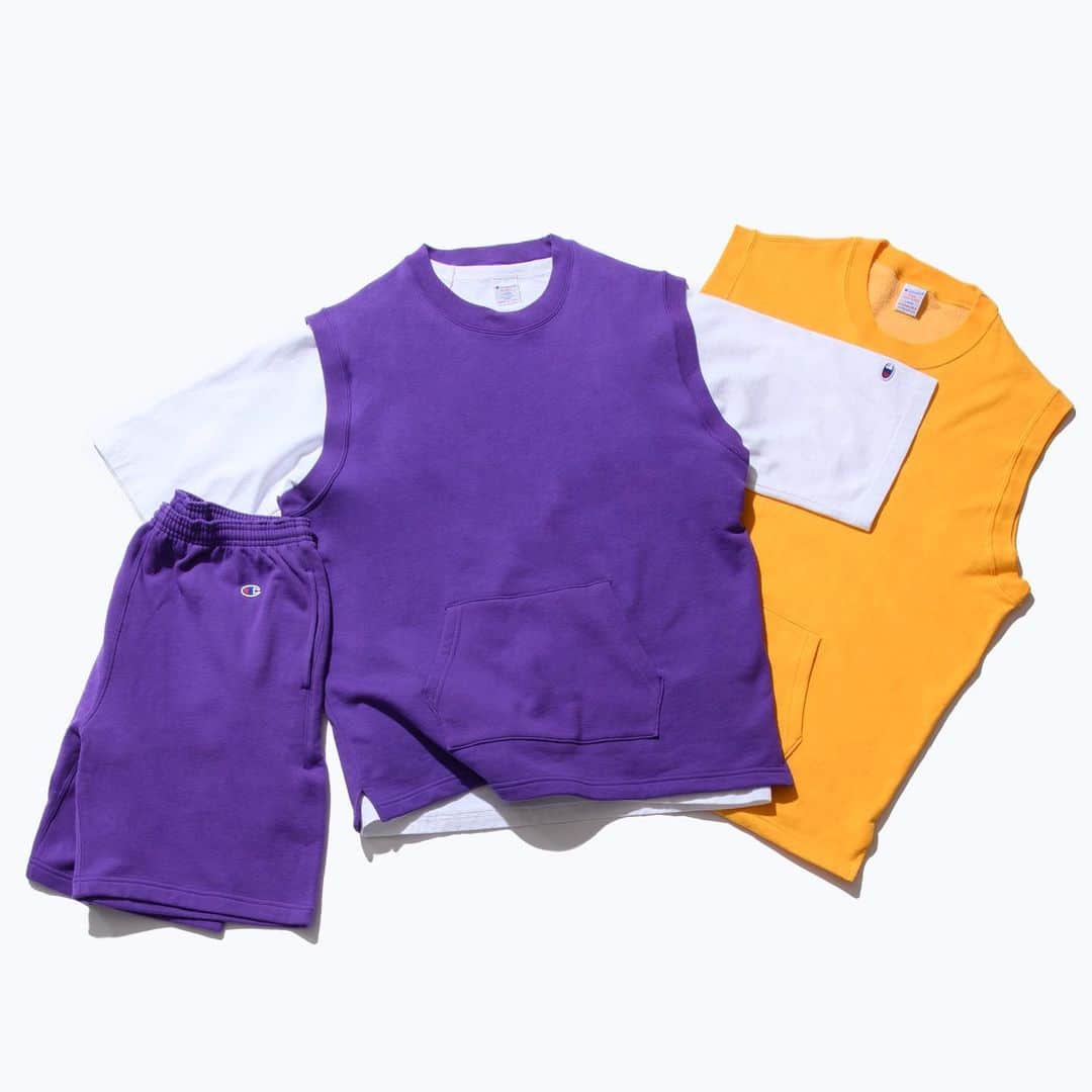 Champion Japanさんのインスタグラム写真 - (Champion JapanInstagram)「【MADE IN USA】  Item:Sweat Vest Number:C5-X001 Color:Violet, Gold Size:S, M, L, XL Price:¥13,200  Item:T1011 Raglan Short Sleeve T-shirt Number:C5-T306 Color:White Size:S, M, L, XL Price:¥8,690  Item:Sweat Shorts Number:C5-R501 Color:Violet Size:S, M, L, XL Price:¥13,200  #Champion #sweat #vest #raglan #shortsleeve  #tshirt  #ラグラン #ショートスリーブ #tシャツ#カジュアルコーデ #チャンピオン #23SS」6月7日 21時01分 - champion_japan