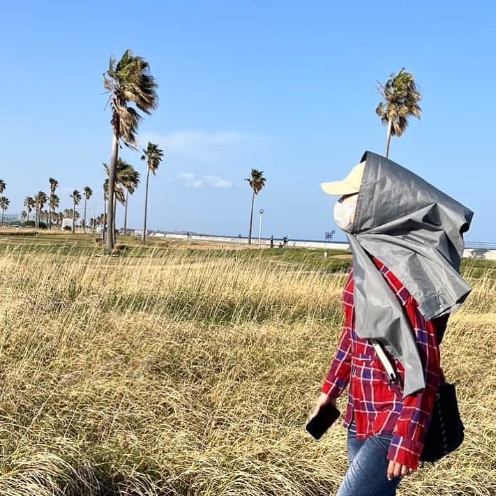 浜口順子さんのインスタグラム写真 - (浜口順子Instagram)「ハワイじゃないよ、三重だよ。 海風強いよ。なびいてるよ。 怪しい人が歩いていたら、私だよ。 #サンバリア　は最強だよ。 このストール？は日焼け対策だよ。 日傘さすと風で持っていかれるんだよ。  #三重 #みえ #mie #はまじゅん三重移住生活」6月7日 21時09分 - hamaguchijunko