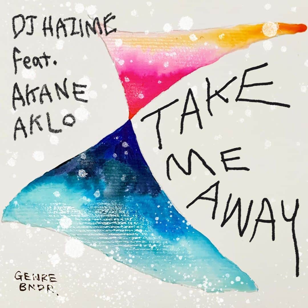 のインスタグラム：「情報解禁⚠️⚠️⚠️⚠️⚠️  6月14日 (水) 00:00 配信開始  TAKE ME AWAY /  DJ HAZIME feat. AKANE & AKLO ーーーーーーーーーー DJ HAZIMEがジャンルベンダーから初となる楽曲 「TAKE ME AWAY」をリリース。 客演には親交が深いAKANEとAKLOが参加し MVも同日公開。 楽曲制作には、関西を中心に活動する DJ ACKOとDJ 4RESTからなるチームA4が参加。  #GENREBNDR  #TakeMeAway #DJHazime #AKANE #AKLO #A4」