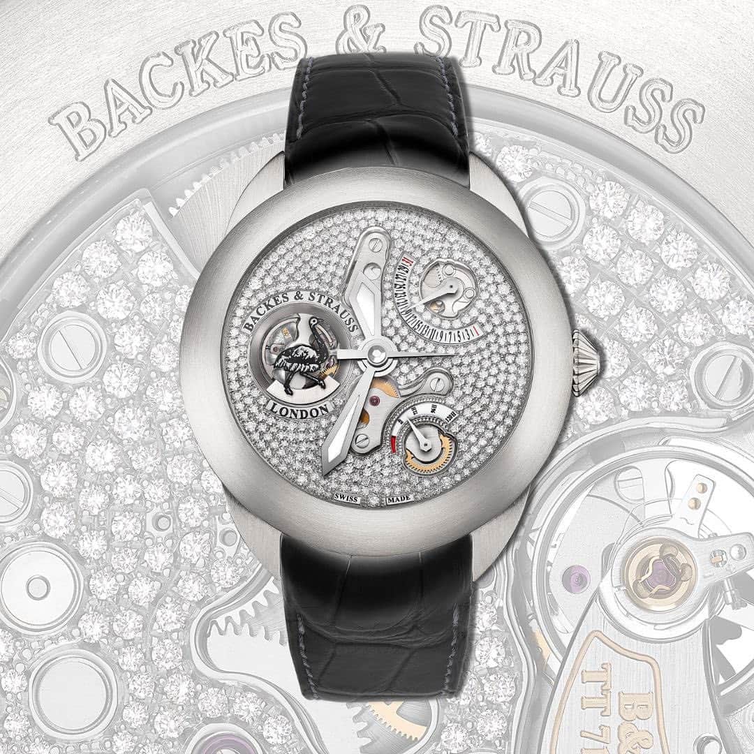 のインスタグラム：「In a burst of creativity, both in design and horological mastery, the movement of The Earl of Strauss is partly skeleton and features a fully set diamond dial.」