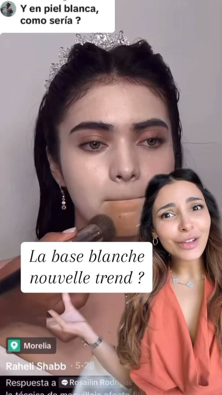 sananasのインスタグラム：「Base blanche nouvelle trend ? 😳J’ai presque eu la nausée 😅Vous en pensez quoi vous ? (Ma poudre c’est la @nikkiajoycosmetics)」
