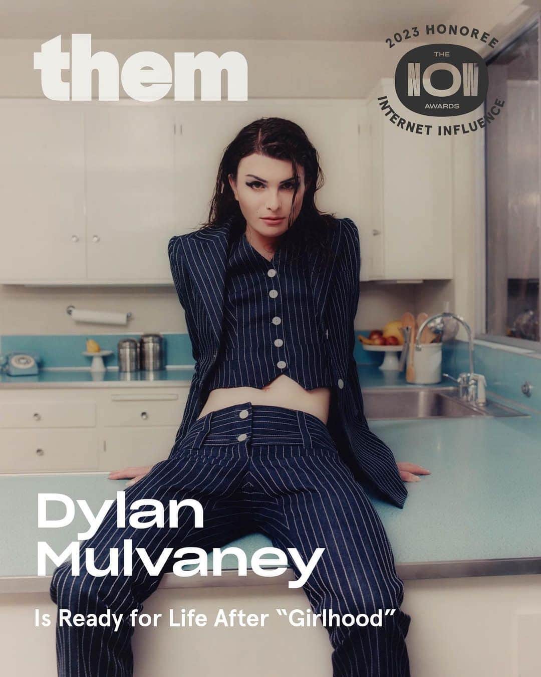 DYLAN MULVANEYのインスタグラム：「My first cover story ❣️ link in bio @them    “I was so scared of being perceived as this masculine monster in that first year…I thought there was safety in hyperfemininity. But now that even that’s getting used against me, I was like, screw it — let’s pick the suit. If people want to equate me with just dresses and makeup, let’s show them this.”   Gorgeous writer @msclickbait  Photographer: Kate Biel - @katebiel  ·  Stylist: Amanda Mariko - @mandymariko  ·  Hair: Angelina Panelli - @angelinapanelli  ·  Makeup: Doniela Davy - @donni.davy  ·  Nails: Rachel Messick -  @rachel.messick  ·  Production: Hyperion LA - @hyperion.la  ·  Editor-in-Chief: Sarah Burke - @sarahlubyburke  ·  Art Director: Wesley Johnson - @wslyjhnsn  ·  Culture & Entertainment Editor: Samantha Allen - @neebess ·  Talent Director: Keaton Bell - @keaton.kilde.bell  ·  PR: @teamid」