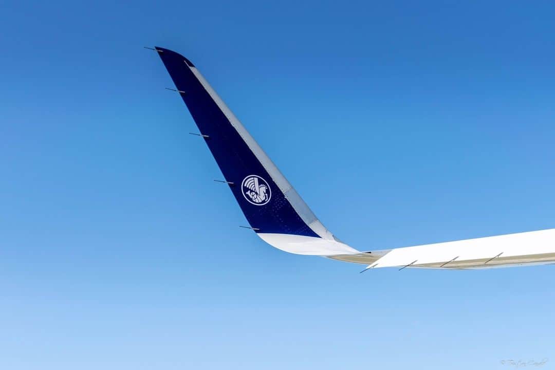 エールフランスのインスタグラム：「Blue is in the air 💙  📸 @tristan.cnl  #airfrance #airplane #sharklet #a320 #avgeek」