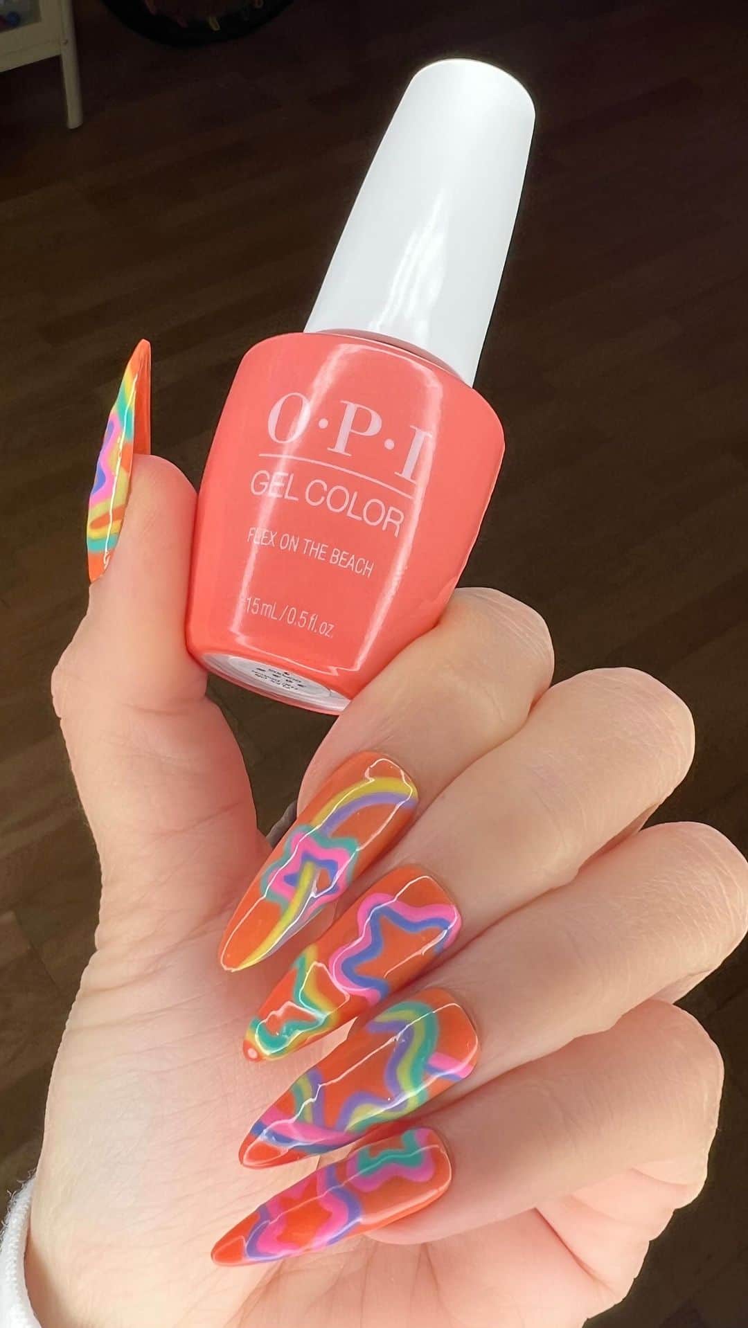 Mei Kawajiriのインスタグラム：「Rainbow star nails 💅⭐️ using @OPI Summer Makes the Rules collection, full of colorful and cute neon pastels ⭐️🩵   #OPISummerMakeTheRules #OPIPartner」