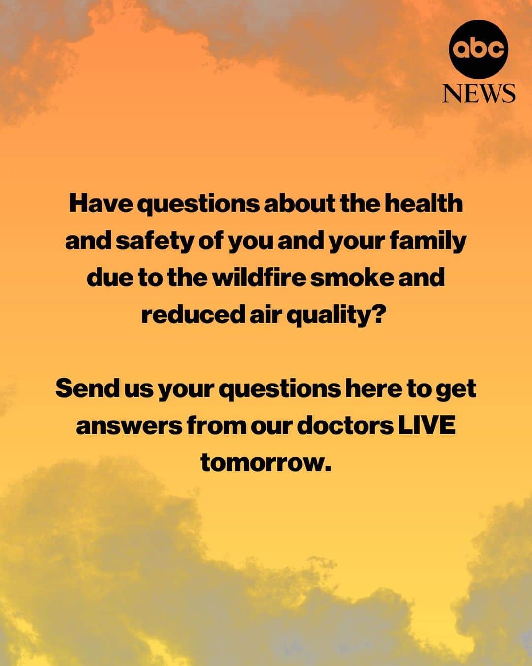 Good Morning Americaさんのインスタグラム写真 - (Good Morning AmericaInstagram)「Comment your health and safety questions below for our doctors to answer LIVE on @goodmorningamerica and @abcnewslive tomorrow.👇」6月8日 4時01分 - goodmorningamerica