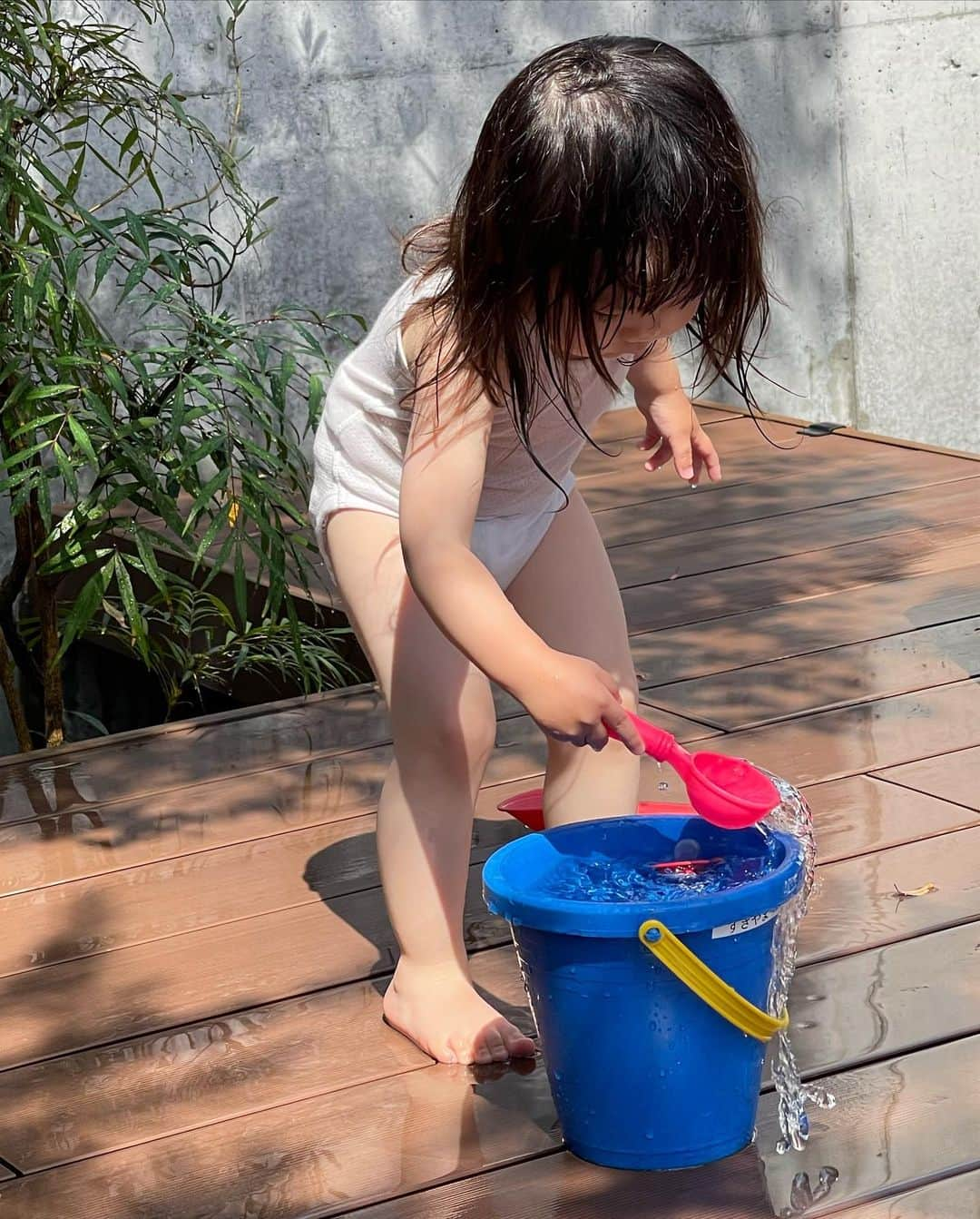 杉山愛さんのインスタグラム写真 - (杉山愛Instagram)「気温もだいぶ高くなってきたので☀️ 最近はお家で水遊び💦  公園に行っても 結局砂では遊ばず😅 水道の所に行って💦 3分後にはビシャビシャになるので😅 とうとう家での水遊びに切り替えました🤣  何をするにも全力投球✨ 子どものエネルギーって…凄い😅  #子育て #子育て日記 #最近のマイブーム  #こどものブーム #子どものいる暮らし  #みずあそび」6月8日 14時24分 - aisugiyamaofficial