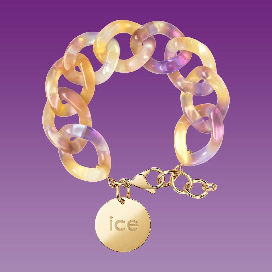 アイスウォッチのインスタグラム：「MATCH YOUR WATCH 💜🧡💛  #icewatch #icejewellery #matchyourwatch #jewellery #bracelet #purple #orange #yellow #chain #chunkychain #beauty #gold」