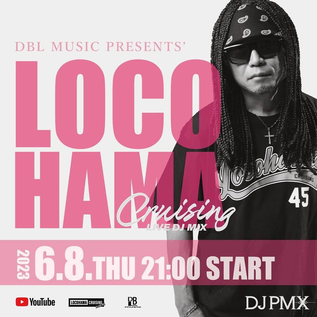 のインスタグラム：「. 今夜21時！ 新譜を中心にWEST COAST、CITY POP、FUNKなどセレクト  6/8 (木) 21時~ DJ PMX - LOCOHAMA CRUISING Live DJ Mix 145  #locohamacruising #youtubeライブ #djpmx」
