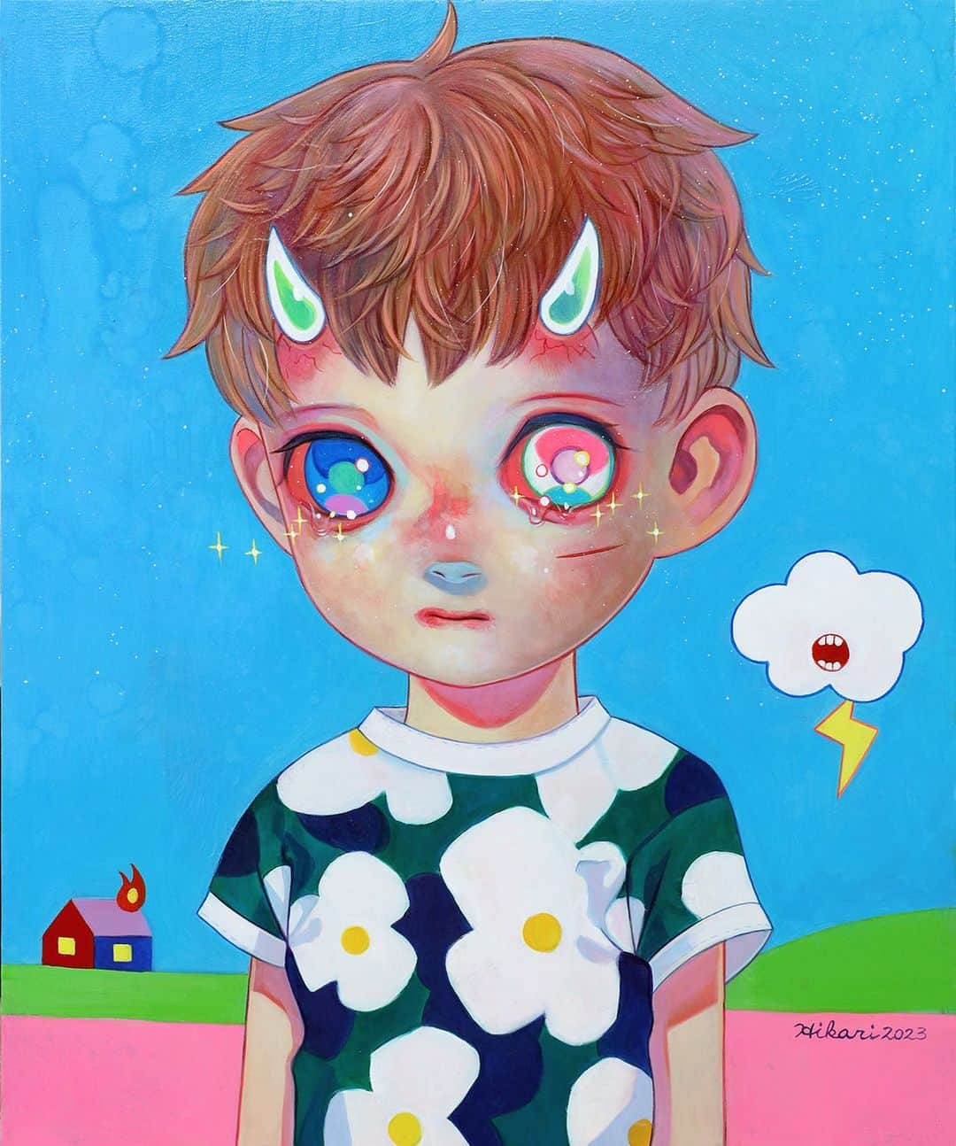 下田ひかりさんのインスタグラム写真 - (下田ひかりInstagram)「🌼New painting🌼  Children of This Planet #60 Oil on canvas 17.7” x 14.9” inches   For @touch_galleryhk’s new exhibition "Portrait: the Infinite and Beyond", on view now💙💙  📆 On view through July 1, 2023  💌 To request the collector's preview for the show, please email hello@touchceramics.com.  This June, Touch Gallery proudly presents Portrait: the Infinite and Beyond Group Exhibition. Showcasing multiple artists’ works from different nationalities and cultural backgrounds, which express their own unique interpretation of portrait art. We believe that through the exhibition space, an infinite possibility of portraits and imaginations are contained.  #hikarishimoda #下田ひかり #art #painting #popsurrealism #newcontemporaryart」6月8日 8時10分 - hikarishimoda