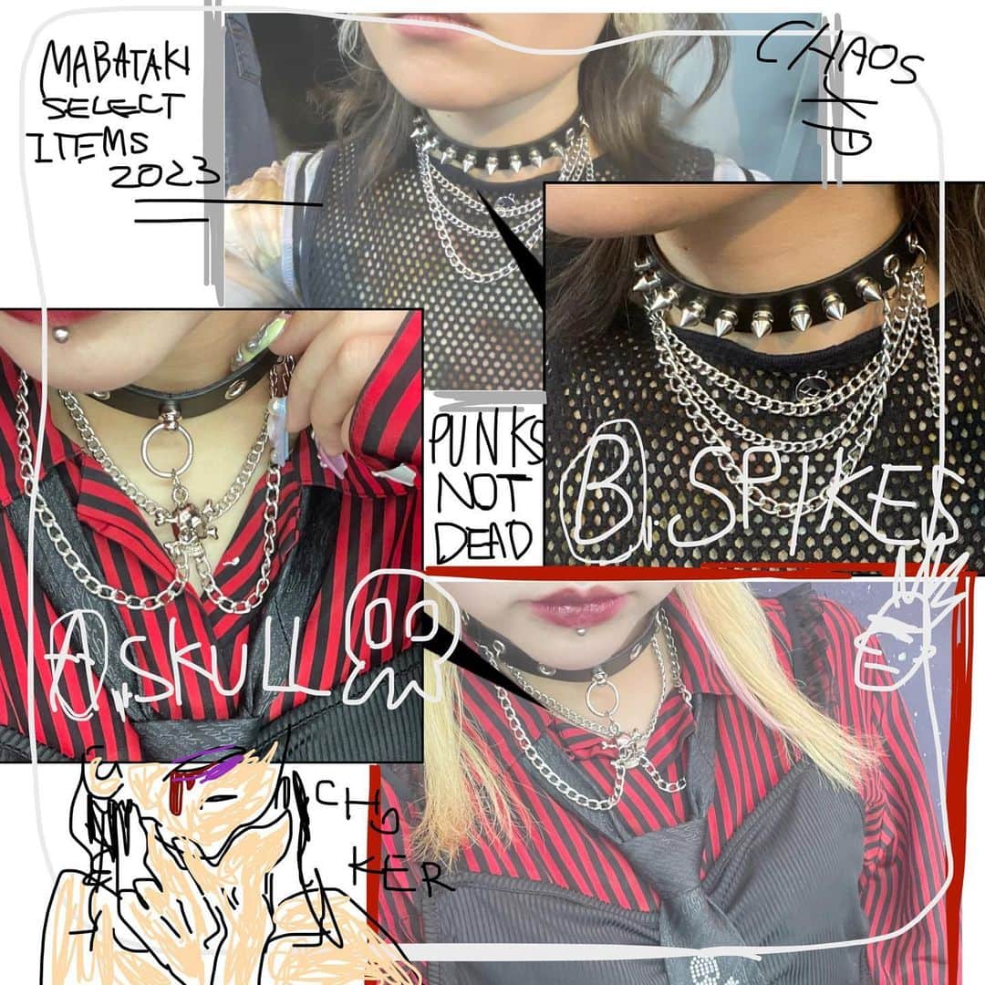 のインスタグラム：「mabatakiselectitem2023 -leather choker  ✝️店内商品全て通販可能です☮️ 通販ご希望の際はＤＭにてお受けしております😊  #nagoya#osu #tokyo #mabataki #vintage #fashion #fyp  #y2k  #00s #90s #mabatakiselectitem #名古屋 #大須 #東京 #古着 #大須古着屋 #マバタキ」