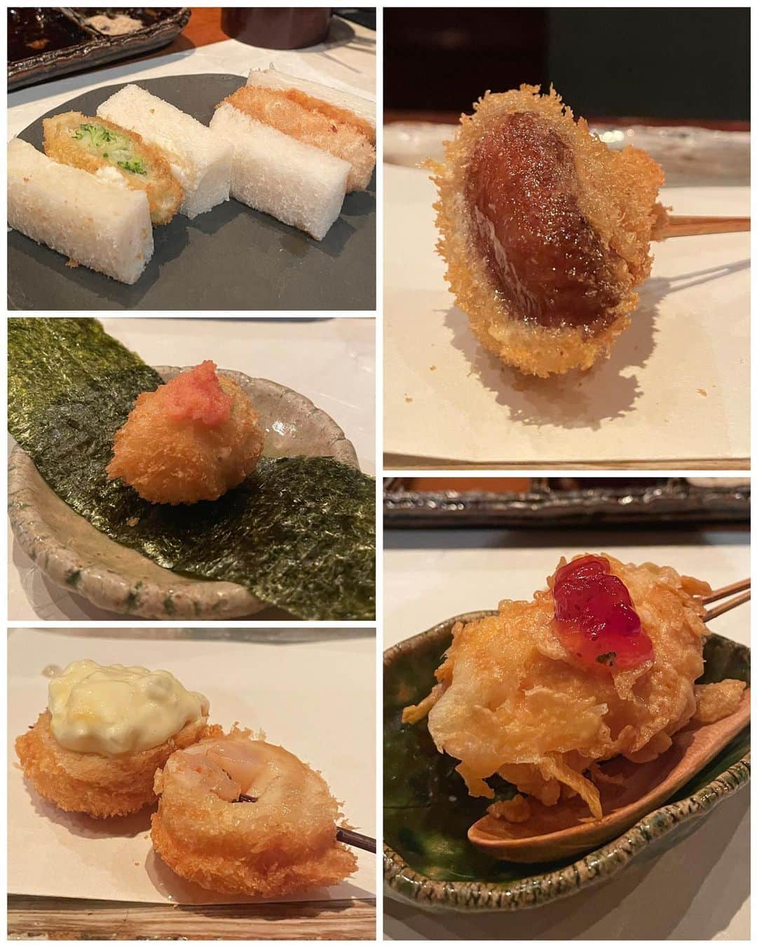 ayaさんのインスタグラム写真 - (ayaInstagram)「＼心斎橋グルメ🍽️／ ⁡ 創作串揚げかしむら @kushiage_kashimura  18本税込7700円のコースをいただきました♡ ⁡ 厳選された食材を使用していて高級感のある 串揚げ屋さんです(*´ω`*)✨ ⁡ 色々な創作串揚げが出てきて楽しかったし どれも美味しかったので大満足٩꒰๑ ´∇`๑꒱۶ 私はもずくの串揚げが斬新で1番好きだったなぁ🥰 ⁡ そしてデザートはアイスクリームの串揚げ🍨 コーンフレークで揚げてて周りがパリパリ食感なの💕 ⁡ 心斎橋で本格串揚げが食べたいときにおすすめ🤍🙈 ⁡ ⁡ 📍大阪府大阪市中央区東心斎橋1-7-27 AMビル1F 📞 06-6245-9494 ⏰ 17:00～1:00 🚃心斎橋駅/長堀橋 定休日: 日曜日 ⁡ #大阪#大阪グルメ#大阪ディナー#大阪観光 #心斎橋#心斎橋グルメ#ミナミグルメ#ミナミ #大阪旅行 #大阪串カツ #心斎橋ディナー #串揚げ」6月8日 13時22分 - aya.v_v.ka