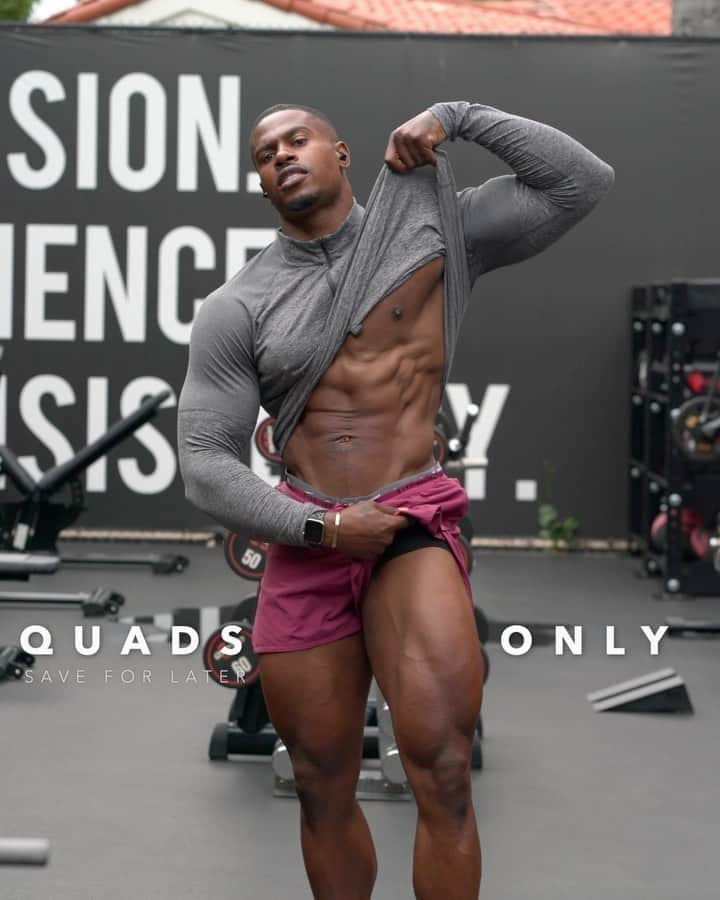 Simeon Pandaのインスタグラム：「Quads focused leg day at the home gym👌🏾 Save this one for later, details below 👊🏾  1. Belt Squat 6 x 10 - 12 Great exercise to target the quads without loading the spine, perfect if you have any lower back issues.  2. Horizontal Leg Press 6 x 10 - 12 Don’t get carried away when loading the weight, this is not your typical leg press, ensure smooth controlled reps.  3. Goblet Squat 6 x 10 - 12 Fantastic exercise for the quads, again without loading the spine. Elevate your heels for improved range of motion.  4. Leg Extension (single leg) 6 x 10 - 12 Single leg allows for a greater focus on the working muscle. By challenging one side of your body at a time, each side is forced to bear the load independently.   5. Hip Adductor - 4 x 10 - 12 Not particularly quads focused, but worthwhile throwing in a few sets to keep your hip muscles strong」