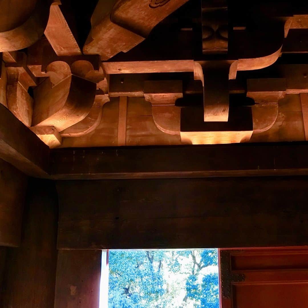細川茂樹のインスタグラム：「支え合う 『木組み』の柱 しなやかさ 門出に吹かせ 強い息吹を★ ※Sangedatsumon is the oldest wooden  building in Shibakoen,Tokyo,Japan.This is at the entrance of Zojoji Temple. #細川茂樹#shigekihosokawa#hibiki#fromjpn#fromtokyo#instagramjpn#instagramtokyo#journeyinjapan#東京散歩#江戸散歩#歴史探訪#散歩#増上寺#令和四年#三解脱門楼上特別公開#三解脱門#最古#木造建築#木組み#柱#門出#息吹#インスタグラム短歌#短歌#写真短歌#激励短歌」