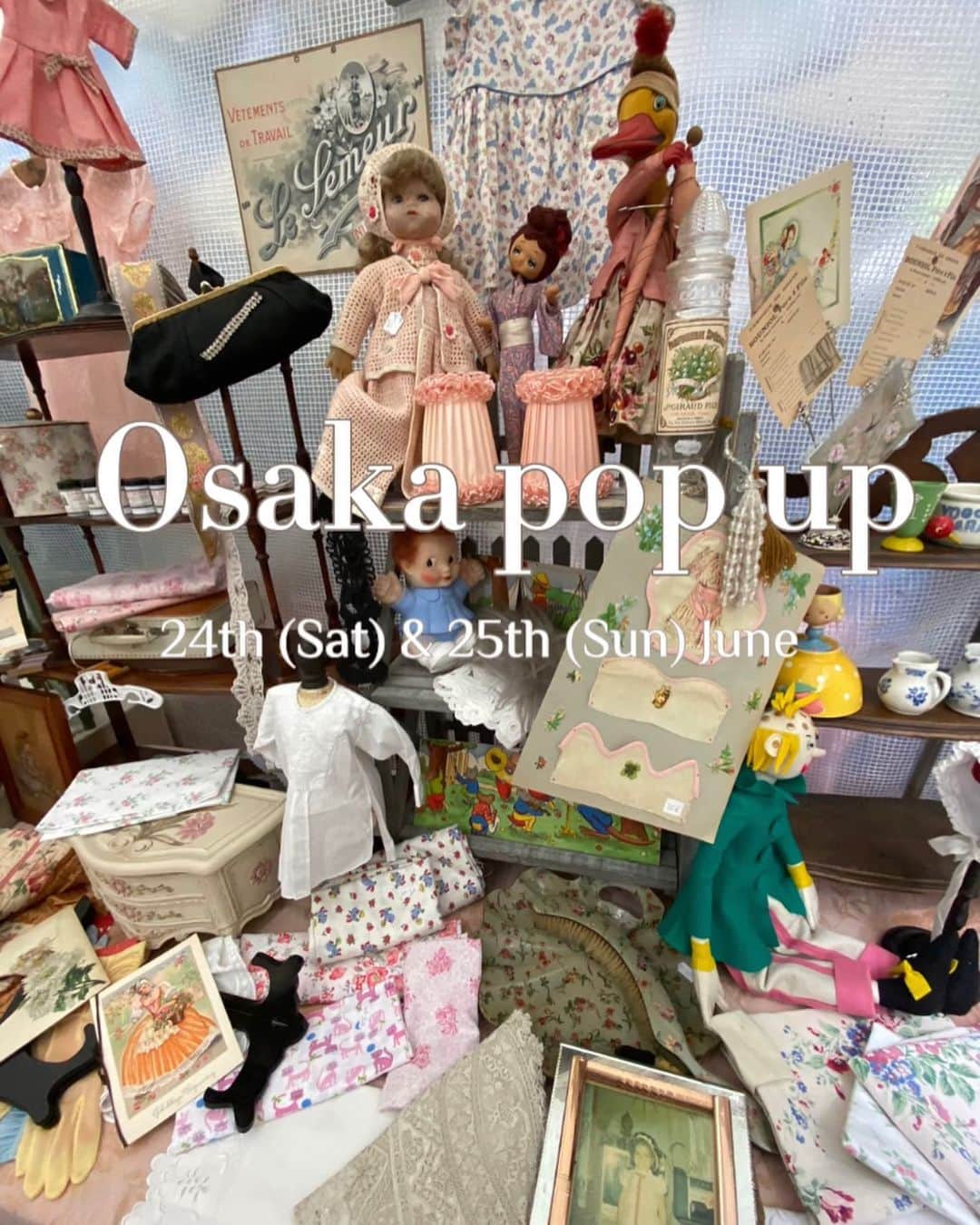 のインスタグラム：「. English follows ↓ French market & nu uniform fitting pop up in Osaka   Date: 6月24(土) & 25(日) 12:00-19:00 📌25日は18:00までになります  Venue: 大阪市西区新町1-25-14　2F ヴィンテージショップの2階ですが入り口は別になります。 南船場になります。 心斎橋から9分 西大橋から2分  関西の皆さま、お久しぶりです🫶 大阪でpop upの開催が決まりました。 フランスで買い付けてこの間届いたヴィンテージ(お洋服メイン)と、 @nu_uniform のサンプルをお持ちします。 是非この機会にご試着してみて下さいね。 オーダーも承ります。 ヴィンテージはまだ出してないものも沢山持っていきますよ🤍 お会い出来るのを楽しみにしています！ 予約は不要ですのでお気軽に時間内にお越し下さいね。  <Eng> French market & nu uniform fitting pop up in Osaka   Date: Sat 24th & Sun 25th June 12:00-19:00 ⭐︎25th finish at 18:00  Venue: 2nd floor, 1-25-14 Shinmachi, Nishi-ku, Osaka city, Osaka  Above a vintage shop but separate entrance Nearest station: Nishi Ohashi or Shinsaibashi」