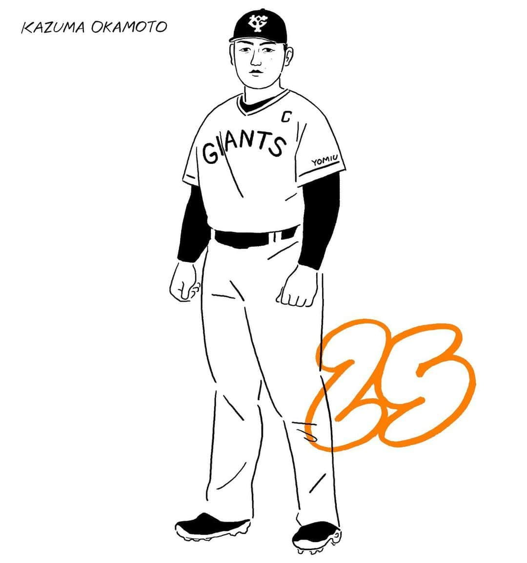 WALNUTさんのインスタグラム写真 - (WALNUTInstagram)「GIANTS × WALNUT 今回のコラボプロジェクトのために描き下ろした15選手のイラストが、ジャイアンツ公式グッズとして登場しました⚾️   Tシャツはバックに大きく各選手のイラスト、フロントにはワンポイントでGIANTSの文字がプリントされています。 こちらのアイテムはGIANTS ONLINE STOREにて受注受付中です。  インスタでも15選手のイラストを順にアップしていきます！  25 #岡本和真　選手 2  #吉川尚輝　選手   #GIANTS」6月8日 20時10分 - walnut_illustration