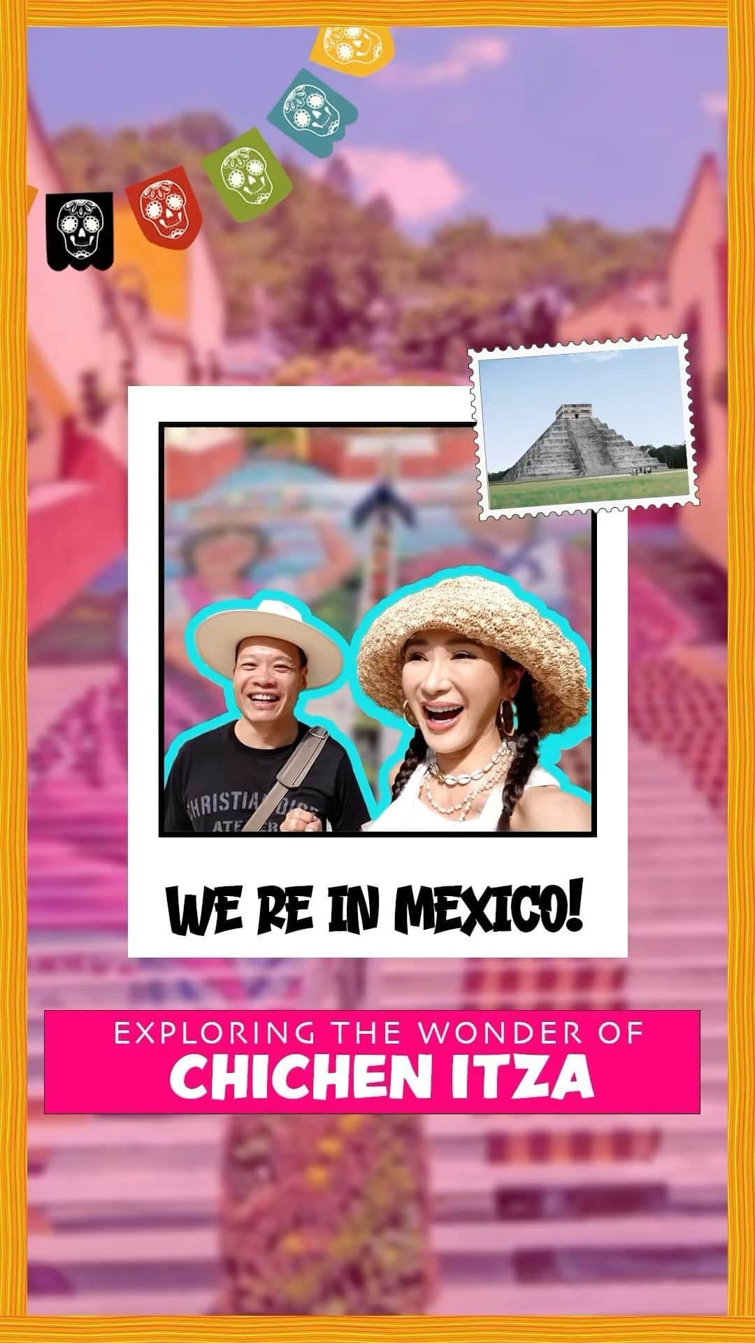 ジェイミー・チュアのインスタグラム：「Making memories in mesmerizing Mexico in my latest vlog.  It’s part two of our adventure and we visited and explored Chichen Itza, one of the seven wonders of the world amongst many others. It was so awe-inspiring to be there. Of course, we also devoured our way through Mexico. So much delicious food!   Stay tuned because we still have another leg of our trip coming!What a great experience! [Link in bio]」