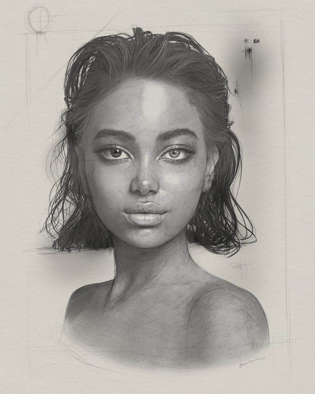 のインスタグラム：「Human made, not AI generated #drawing  😂✍🏼  Pencil and graphite powder on watercolor paper / Scanned and edited in @photoshop」