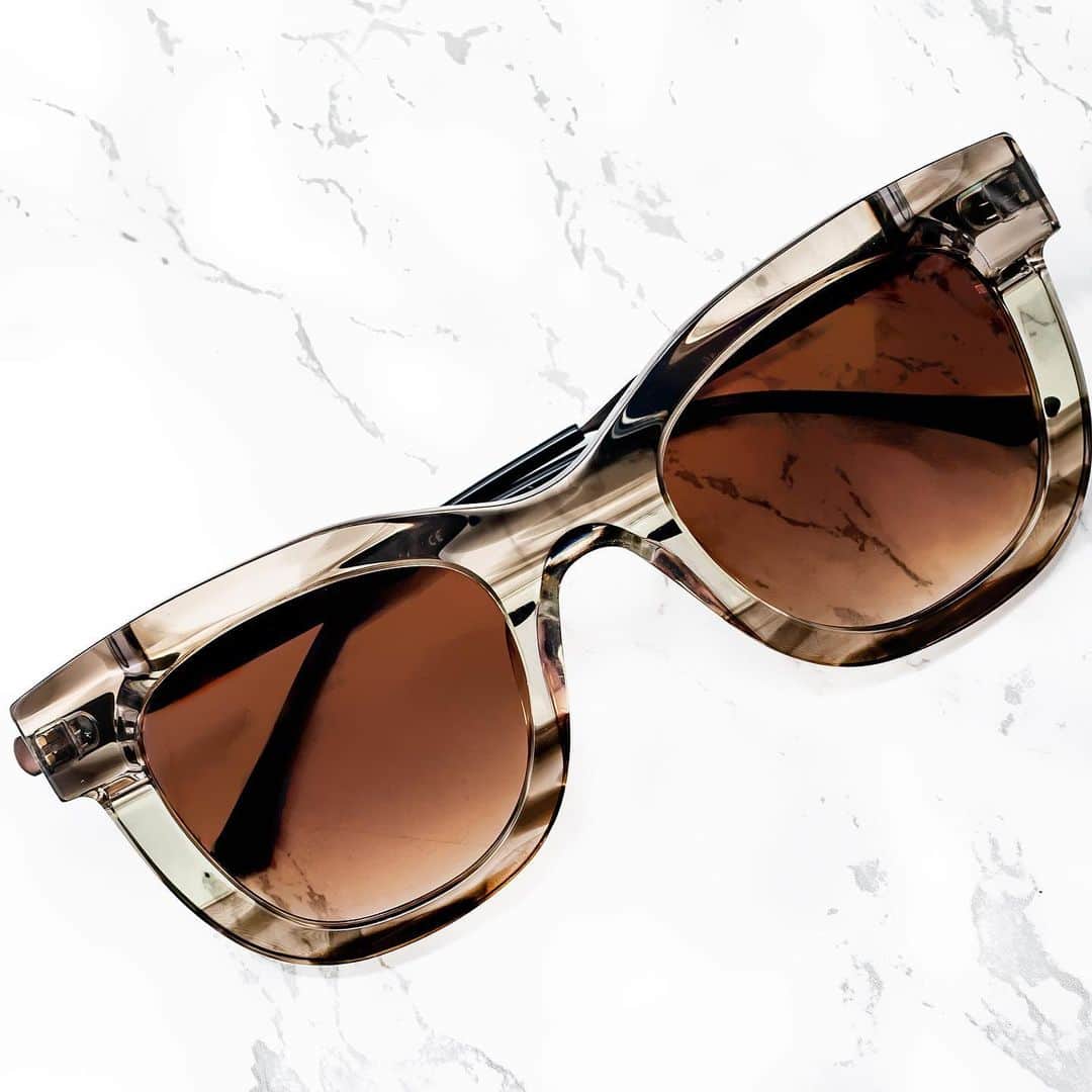 のインスタグラム：「the THIERRY LASRY “SEXXXY” sunglasses in translucent brown/ green pattern acetate w/ gradient brown lenses #thierrylasry #handmadeinitaly」
