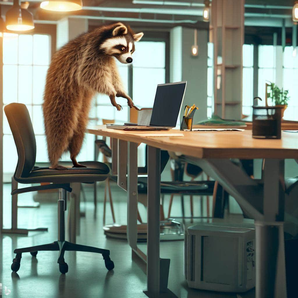 Microsoftさんのインスタグラム写真 - (MicrosoftInstagram)「What’s a racoon’s favorite email sign-off?   Happy rummaging,  🦝   We used @bing Image Creator to bring our imagination of an emailing racoon to life. Here’s the prompt we used: raccoon at a standing desk with a laptop sending an email to other colleagues in an open office concept, office is creative and bright, no one else in room, wide shot.」6月9日 1時30分 - microsoft