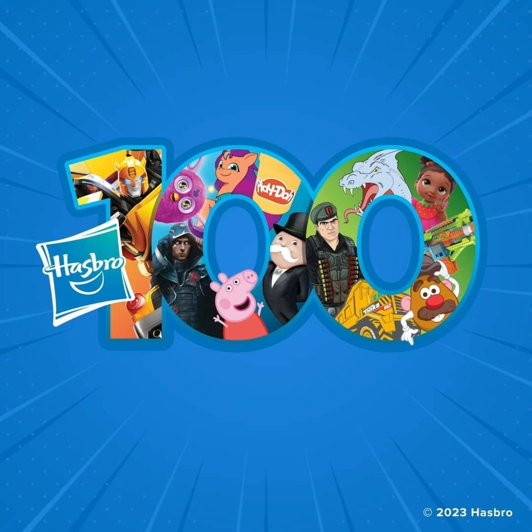 Hasbroのインスタグラム：「🎉 It's a remarkable year for Hasbro as we celebrate our centennial anniversary. Join us in commemorating 100 years of entertainment and delight. With our iconic portfolio of toys and games, we have connected fans across generations, delivering endless joy. Here's to the past, present, and future of play! ​⁣ ⁣ Stay tuned for some thrilling announcements on the horizon. #Hasbro100」