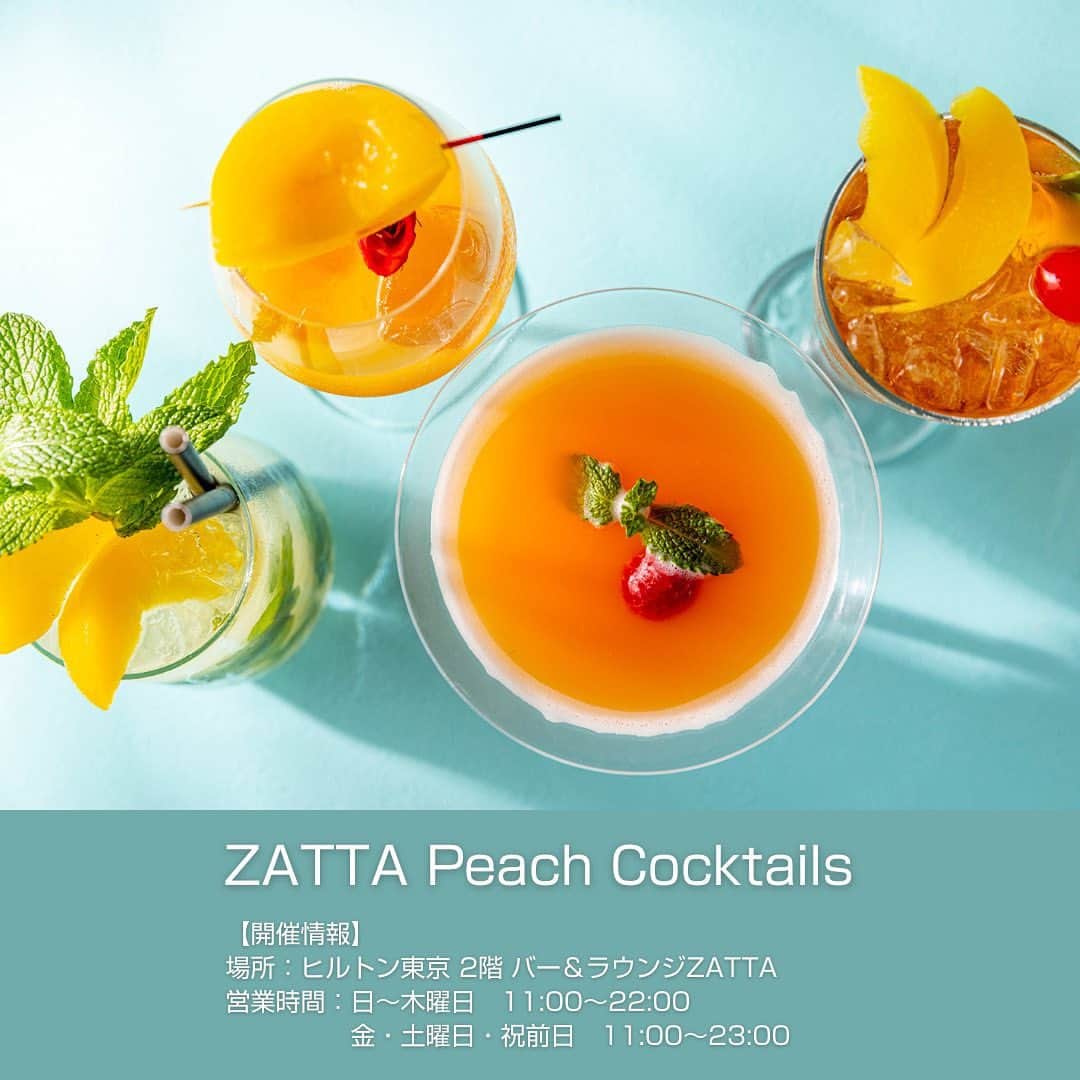ヒルトン東京さんのインスタグラム写真 - (ヒルトン東京Instagram)「【サマーカクテル✨】ZATTA Bar & Lounge  ヒルトン東京2階 バー＆ラウンジZATTAではサマーカクテルをご用意しております🐚  ピーチをテーマに、アプリコットブランデーとグレープフルーツジュースを使用した「ピーチサンセットカクテル」やピーチピューレとラズベリーシロップにウォッカ合わせた「ピーチベリーラグーンカクテル」などお楽しみいただけます🍸   毎日19:00からはDJミュージックなどのライブエンターテインメントをお届けします。バーテンダーが振る舞うカクテルを片手に、上質なライブをお楽しみください🎷   【開催情報】 場所：ヒルトン東京 2階　バー&ラウンジZATTA　 料金：日～木曜日　11:00～22:00 　　　金・土曜日・祝前日　11:00～23:00  #hilton #hiltontokyo #ホテル #hotel #ヒルトン #ヒルトン東京 #ホテル女子会 #ZATTA #バー #Bar #カクテル #cocktail #alcohol #peach #peachcoctails #ピーチカクテル #桃 #モヒート #Mojito #サンセット #sunset #パラダイス #paradise」6月9日 18時51分 - hiltontokyo