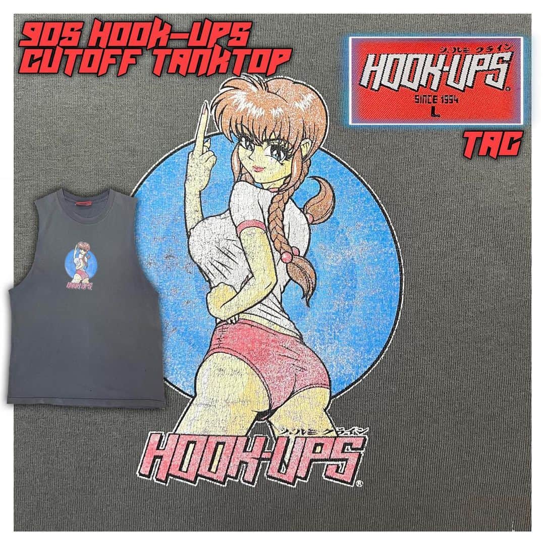 のインスタグラム：「90s HOOK-UP cutoff tanktop  ✝️店内商品全て通販可能です☮️ 通販ご希望の際はＤＭにてお受けしております😊  #nagoya#osu #tokyo #mabataki #vintage #fashion #fyp #y2k  #00s #90s #名古屋 #大須 #東京 #古着 #大須古着屋 #マバタキ」