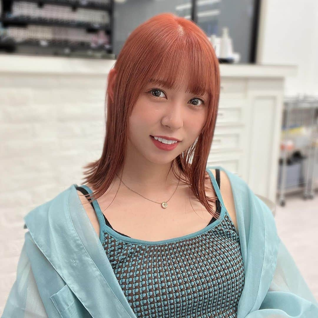 あおいれなのインスタグラム：「new hair color 💇‍♀️🧡🍊 切りっぱなしボブかわいすぎるう！！！」