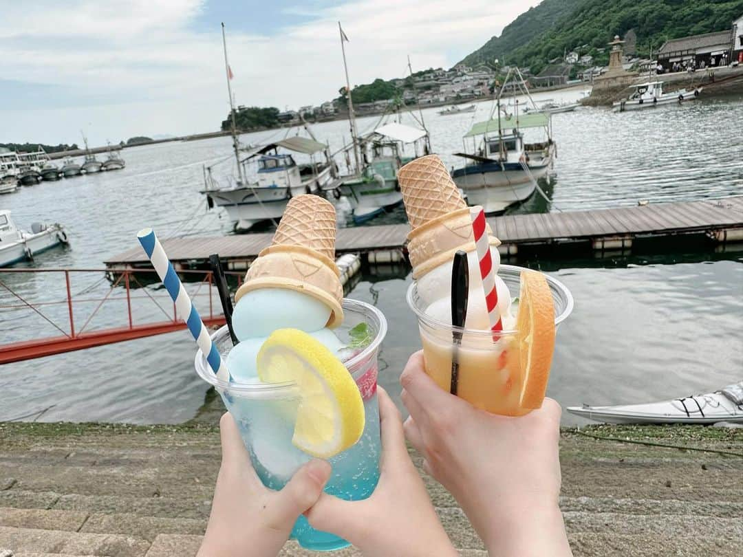 川島菜月のインスタグラム：「. . . ここが私のアナザースカイ！ 「広島県鞆の浦」 . はじめてだけどね🙌 . . . #鞆の浦　#広島県鞆の浦　#ポニョの舞台 #ポニョ」