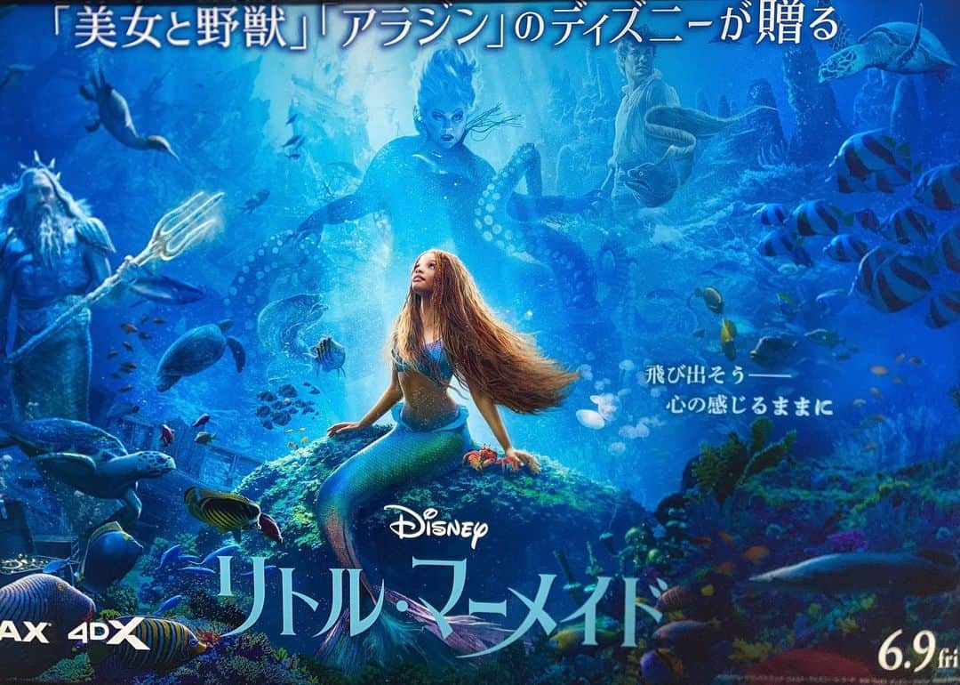 石崎佳代子のインスタグラム：「🎞️ 実写版リトル・マーメイド初日🧜‍♀️ 英語版で観てきました‼️  歌と映像の浮遊感…！！🪼 素晴らしかったです✨  音楽や舞台は カリプソテイスト強めのアレンジ🪘🎶  そしてアニメ版を観た頃より はるかに大人になった今は アリエルに対して感じるものも 全然違っていて…  大満足でした😊✨  今月はスパイダーマンと インディ・ジョーンズも楽しみ😄  #リトルマーメイド #littlemermaid  #新作映画  #映画ノート #映画鑑賞」